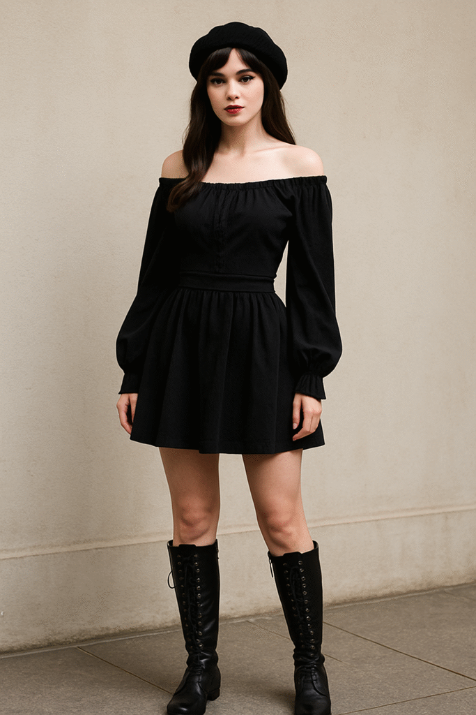 Off-shoulder blouse and Skirt