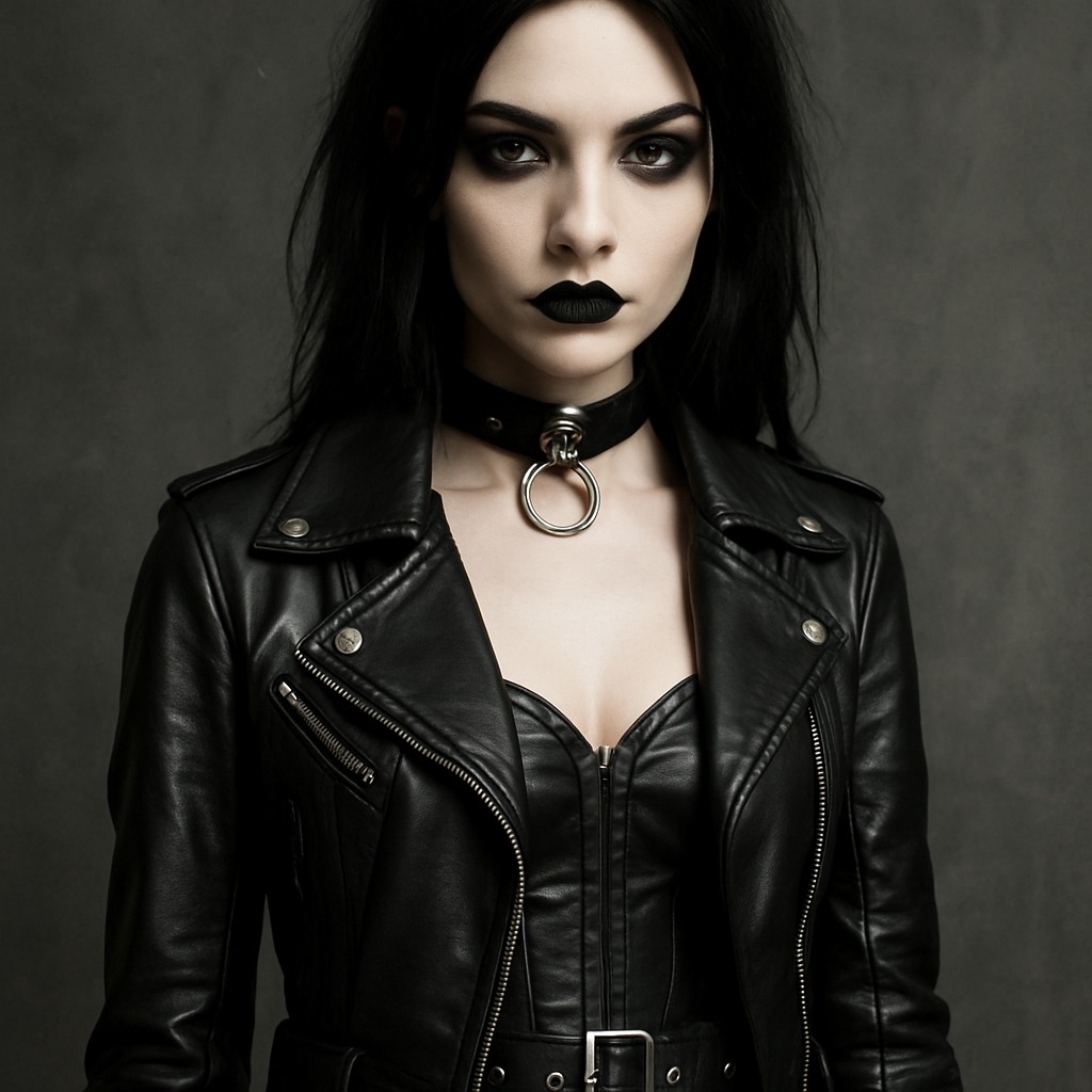Black Leather in Gothic Fashion Style