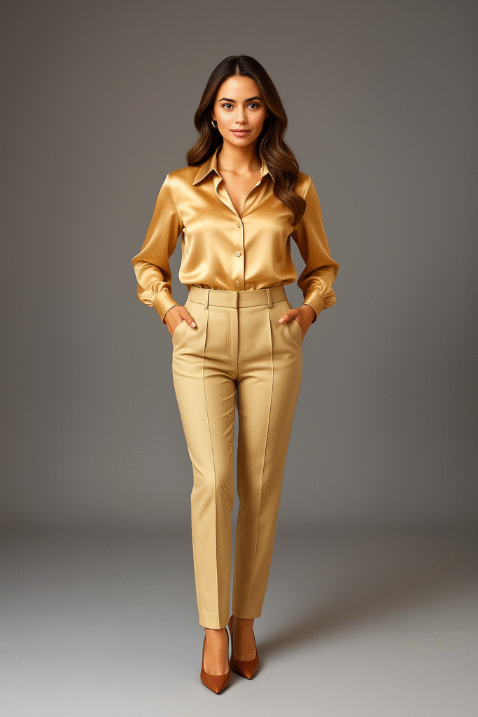Elegant and Sophisticated: The Silk Blouse and Trousers
