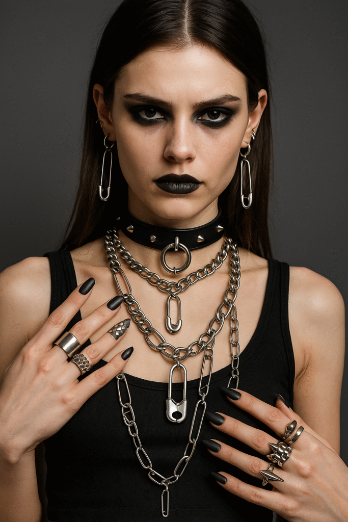 Metal Jewelry in Gothic Fashion Style